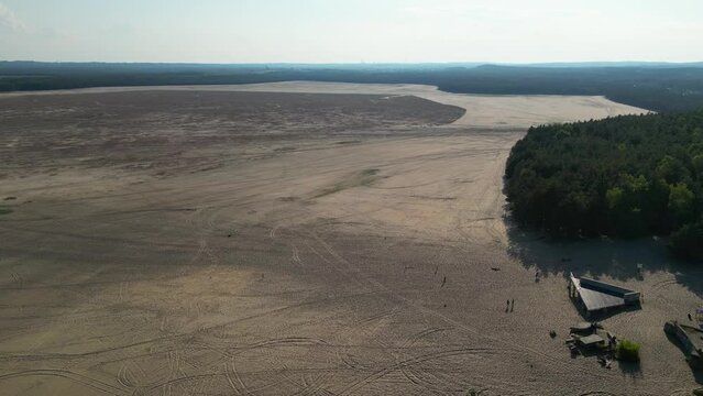 Aerial shot of Bledow Desert (Pustynia Bledowska) in Poland