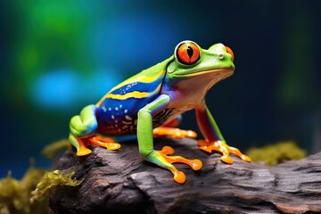 Naklejka premium Tree Frog Close-up - Generative ai