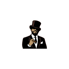 Man Cigar suit top hat