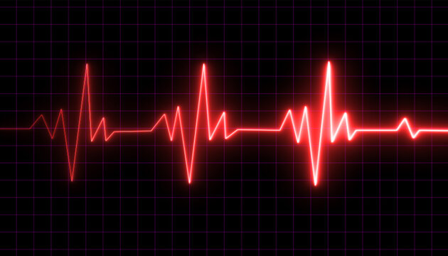 The heartbeat. EKG monitoring in an emergency. Electrocardiogram, or ECG. End of the life-beat line.  bright heartbeat artwork in vector form. Illustration of neon heart beating. beat of a neon heart.