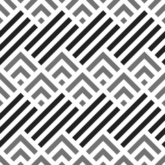 Seamless mountains, arrows, strokes pattern. Repeated chevrons, diamonds, angle brackets, curves, lines background. Ethnic ornament. Ancient window tracery motif. Digital paper, textile print. Vector.