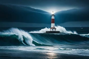 Foto op Aluminium lighthouse on the coast generated Ai  © Ai Studio