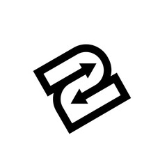 two 2 logo letter monogram minimal modern design template