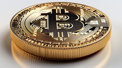Fototapeta na wymiar Bitcoins Isolated on a White background. Bitcoin. Crypto. Cryptocurrency Golden Bitcoin Coin. Blockchain. Made With Generative AI. 