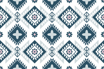 Fototapeta premium Geometric ethnic seamless pattern Oriental ethnic pattern traditional background, tribal seamless pattern Design for carpet, wallpaper, clothing, wrapping, fabric, Vector illustration embroidery style