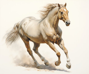 Obraz na płótnie Canvas White brown blue spotted horse mane tail hooves an animal is a friend of a person, a pet