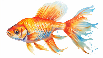 Goldfish isolated on white. Generative AI.