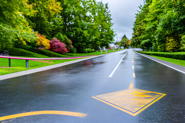 road on a rainy day. Generative AI