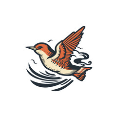 Vector Logo Illustration Flaying Bird Colorful Style, bird vector icon concept