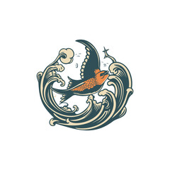 Vector Logo Illustration Flaying Bird Colorful Style, bird vector icon concept