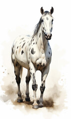 White brown blue spotted horse mane tail hooves an animal is a friend of a person, a pet