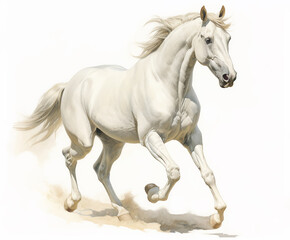 Obraz na płótnie Canvas White brown blue spotted horse mane tail hooves an animal is a friend of a person, a pet