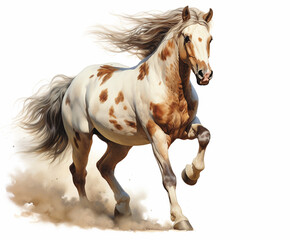 White brown blue spotted horse mane tail hooves an animal is a friend of a person, a pet