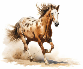 White brown blue spotted horse mane tail hooves an animal is a friend of a person, a pet
