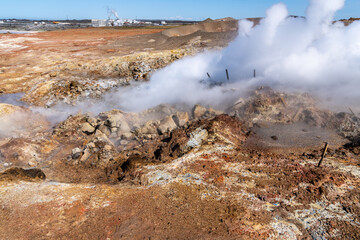 Gunnuhver Hot Springs - steam and smoke from the dangerous geothermal feature