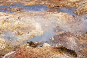 Gunnuhver Hot Springs - steam and smoke from the dangerous geothermal feature