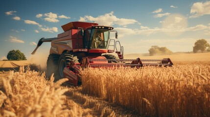 Plakat combine harvester on field. Grain deal Ukraine