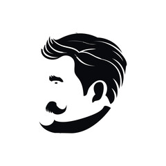 Man head with beard and mustache isolated on white background. Design element for label, emblem, sign. Vector illustration stock illustration