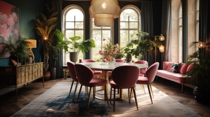Fototapeta na wymiar Dining room in luxury home.