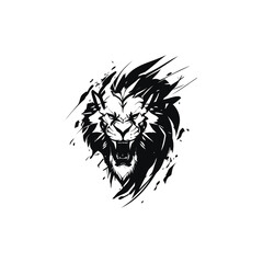 Obraz premium minimalist logo animal angry black and white