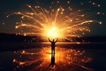Sparkler Lighting Up The Sky With Its Brilliance. Generative AI