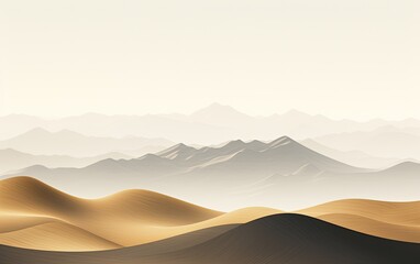 Fototapeta na wymiar A minimalist fine black and gold desert mountains.