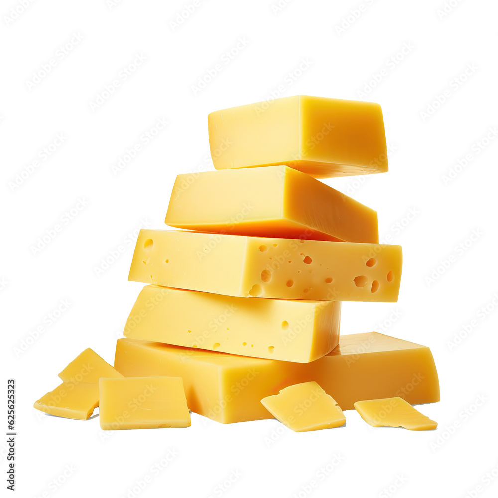 Aufkleber slices of cheese isolated on white background with clipping path