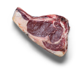 Raw beef steak from above with a semitransparent shadow