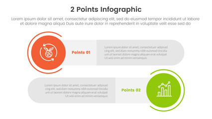 versus or compare and comparison concept for infographic template banner with big circle and long rectangle round shape with two point list information vector
