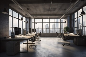 Fototapeta na wymiar furniture desk office workplace room window modern apartment chair bright interior. Generative AI.