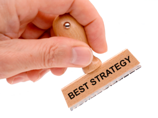 best strategy printed on rubber stamp