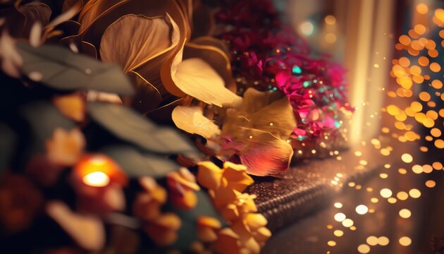 eye catching royal wedding flower wallpaper for interior decoration generative ai