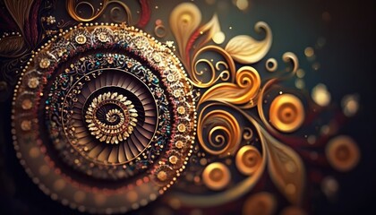 luxurious and fashionable golden floral pattern backdrop generative ai