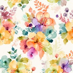 hand painted floral blossom abstract background in watercolor style generative ai