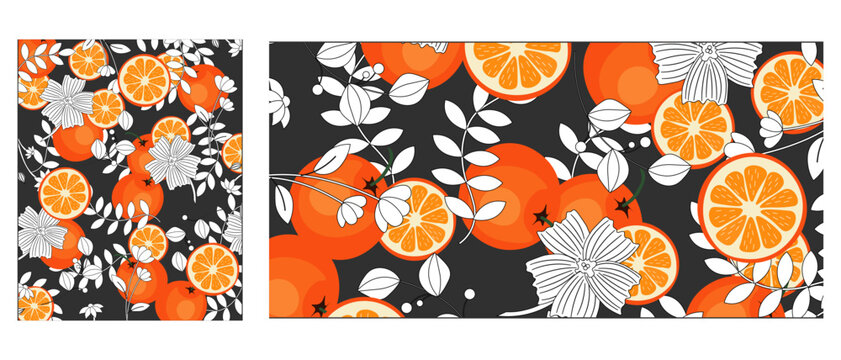 Modern poster citrus and flowers
