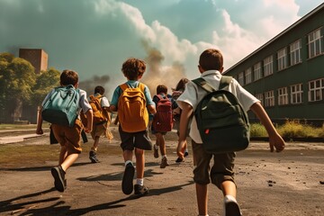 Obraz premium kids children running back to school