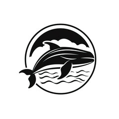 Vector whale fish silhouette vector hand drawn