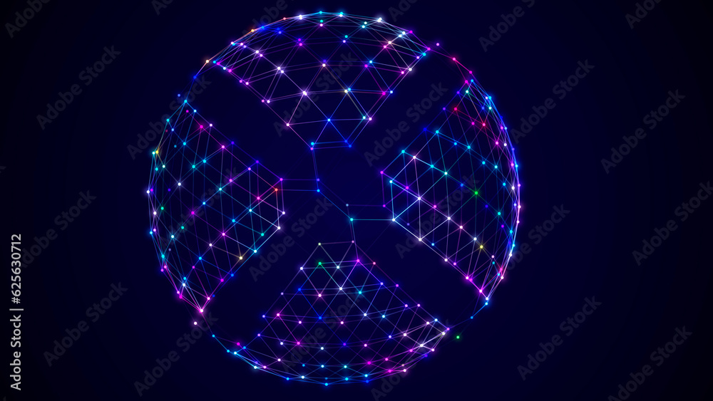 Poster Sphere with dot and lines. Colorful structure. Science and technology. 3D