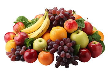 Obraz na płótnie Canvas a realistic portrait of mix fruits in a basket isolated on white background PNG