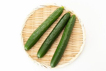 白背景にきゅうり