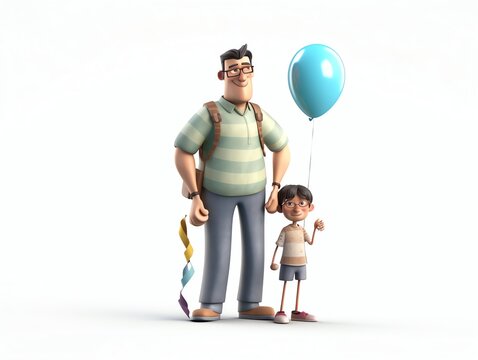 3D illustration father day render surprise, fathers day event