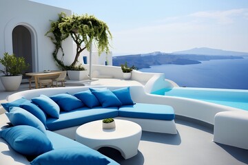 Santorini Escape: Boutique Hotel Pool Overlooking the Aegean Sea