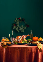 Thanksgiving dinner table setting concept