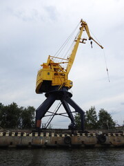 crane in the harbor of kaliningrad, russia