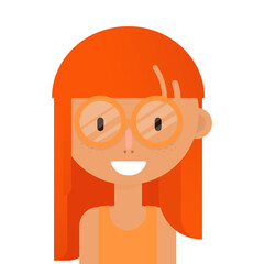 Smile arabic girl with red hair avatar, pirsing, headphones. Flat style on white background