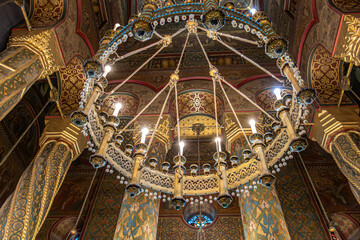 Interior of medieval Orthodox monastery Curtea de Arges, Romania