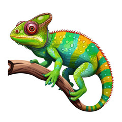 Fototapeta premium chameleon looking isolated on white