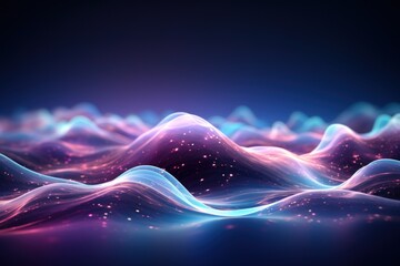 Fototapeta na wymiar 3D rendering of abstract futuristic background with pink blue glowing neon moving high-speed wave lines mountain of data and bokeh lights. Data transfer concept Fantastic wallpaper