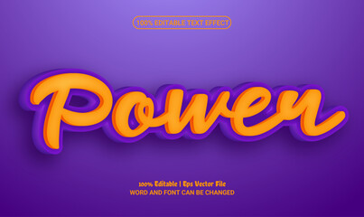 Power 3d editable premium vector text effect