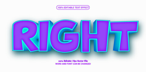 Right 3d editable premium vector text effect